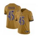 Men's Baltimore Ravens #45 Jaylon Ferguson Limited Gold Inverted Legend Football Jersey