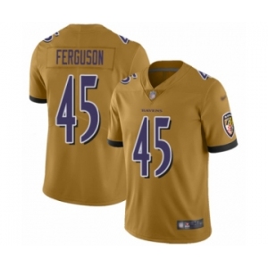 Men's Baltimore Ravens #45 Jaylon Ferguson Limited Gold Inverted Legend Football Jersey