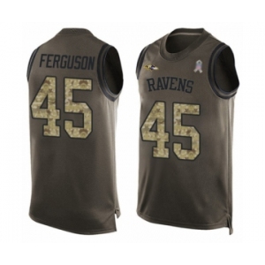 Men's Baltimore Ravens #45 Jaylon Ferguson Limited Green Salute to Service Tank Top Football Jersey