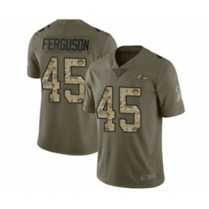 Men's Baltimore Ravens #45 Jaylon Ferguson Limited Olive Camo Salute to Service Football Jersey