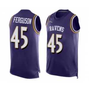 Men's Baltimore Ravens #45 Jaylon Ferguson Limited Purple Player Name & Number Tank Top Football Jersey