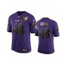 Men's Baltimore Ravens #48 Patrick Queen Purple Team 25th Season Golden Limited Football Jersey