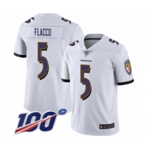 Men's Baltimore Ravens #5 Joe Flacco White Vapor Untouchable Limited Player 100th Season Football Jersey