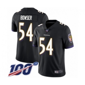 Men's Baltimore Ravens #54 Tyus Bowser Black Alternate Vapor Untouchable Limited Player 100th Season Football Jersey