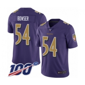 Men's Baltimore Ravens #54 Tyus Bowser Limited Purple Rush Vapor Untouchable 100th Season Football Jersey