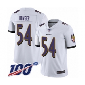 Men's Baltimore Ravens #54 Tyus Bowser White Vapor Untouchable Limited Player 100th Season Football Jersey