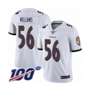 Men's Baltimore Ravens #56 Tim Williams White Vapor Untouchable Limited Player 100th Season Football Jersey