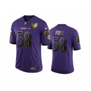 Men's Baltimore Ravens #58 L.J. Fort Purple Team 25th Season Golden Limited Football Jersey