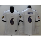 Men's Baltimore Ravens #6 Patrick Queen Nike White Limited Player Jersey