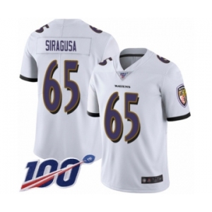 Men's Baltimore Ravens #65 Nico Siragusa White Vapor Untouchable Limited Player 100th Season Football Jersey