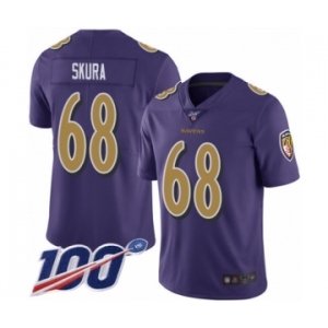 Men's Baltimore Ravens #68 Matt Skura Limited Purple Rush Vapor Untouchable 100th Season Football Jersey