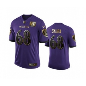 Men's Baltimore Ravens #68 Matt Skura Purple Team 25th Season Golden Limited Football Jersey