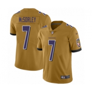 Men's Baltimore Ravens #7 Trace McSorley Limited Gold Inverted Legend Football Jersey