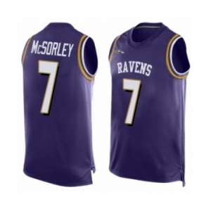 Men's Baltimore Ravens #7 Trace McSorley Limited Purple Player Name & Number Tank Top Football Jersey