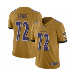 Men's Baltimore Ravens #72 Alex Lewis Limited Gold Inverted Legend Football Jersey