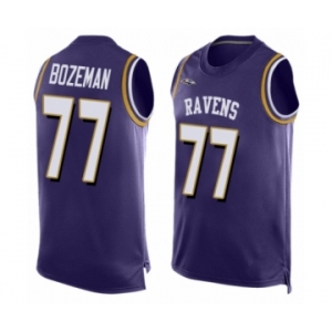 Men's Baltimore Ravens #77 Bradley Bozeman Elite Purple Player Name & Number Tank Top Football Jersey