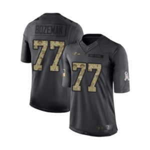 Men's Baltimore Ravens #77 Bradley Bozeman Limited Black 2016 Salute to Service Football Jersey