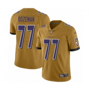 Men's Baltimore Ravens #77 Bradley Bozeman Limited Gold Inverted Legend Football Jersey