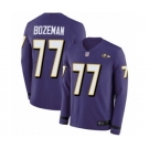 Men's Baltimore Ravens #77 Bradley Bozeman Limited Purple Therma Long Sleeve Football Jersey