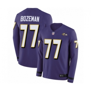 Men's Baltimore Ravens #77 Bradley Bozeman Limited Purple Therma Long Sleeve Football Jersey