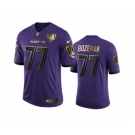 Men's Baltimore Ravens #77 Bradley Bozeman Purple Team 25th Season Golden Limited Football Jersey