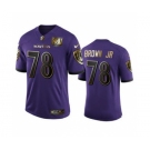 Men's Baltimore Ravens #78 Orlando Brown Jr. Purple Team 25th Season Golden Limited Football Jersey