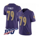 Men's Baltimore Ravens #79 Ronnie Stanley Limited Purple Rush Vapor Untouchable 100th Season Football Jersey