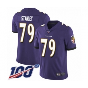 Men's Baltimore Ravens #79 Ronnie Stanley Purple Team Color Vapor Untouchable Limited Player 100th Season Football Jersey