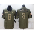 Men's Baltimore Ravens #8 Lamar Jackson 2021 Olive Camo Salute To Service Limited Stitched Football Jersey