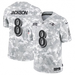 Men's Baltimore Ravens #8 Lamar Jackson 2024 Arctic Camo Salute To Service Limited Stitched Football Jersey