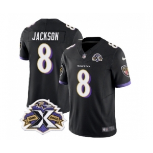 Men's Baltimore Ravens #8 Lamar Jackson Black 2023 F.U.S.E With Patch Throwback Vapor Limited Stitched Jersey