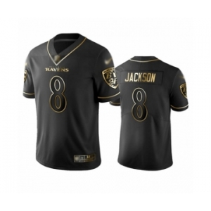 Men's Baltimore Ravens #8 Lamar Jackson Limited Black Golden Edition Football Jersey