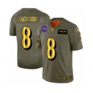 Men's Baltimore Ravens #8 Lamar Jackson Limited Olive Gold 2019 Salute to Service Football Jersey