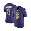 Men's Baltimore Ravens #8 Lamar Jackson Purple 2023 F.U.S.E Coloe Rush Jersey