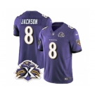 Men's Baltimore Ravens #8 Lamar Jackson Purple 2023 F.U.S.E With Patch Throwback Vapor Limited Stitched Jersey