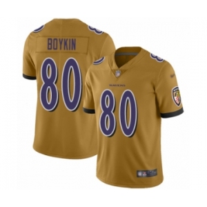 Men's Baltimore Ravens #80 Miles Boykin Limited Gold Inverted Legend Football Jersey