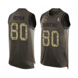 Men's Baltimore Ravens #80 Miles Boykin Limited Green Salute to Service Tank Top Football Jersey