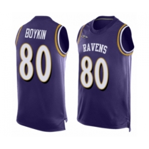 Men's Baltimore Ravens #80 Miles Boykin Limited Purple Player Name & Number Tank Top Football Jersey
