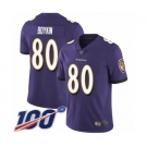 Men's Baltimore Ravens #80 Miles Boykin Purple Team Color Vapor Untouchable Limited Player 100th Season Football Jersey