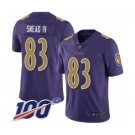 Men's Baltimore Ravens #83 Willie Snead IV Limited Purple Rush Vapor Untouchable 100th Season Football Jersey