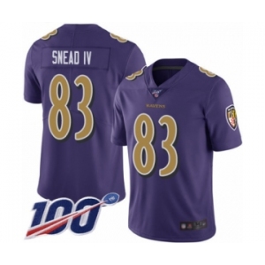 Men's Baltimore Ravens #83 Willie Snead IV Limited Purple Rush Vapor Untouchable 100th Season Football Jersey