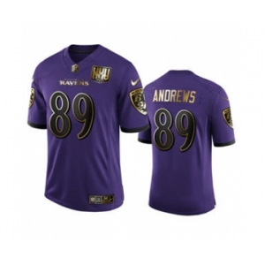 Men's Baltimore Ravens #89 Mark Andrews Purple Team 25th Season Golden Limited Football Jersey