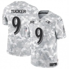 Men's Baltimore Ravens #9 Justin Tucker 2024 F.U.S.E. Arctic Camo Salute to Service Limited Football Stitched Jersey