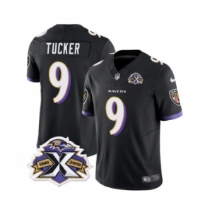 Men's Baltimore Ravens #9 Justin Tucker Black 2023 F.U.S.E With Patch Throwback Vapor Limited Stitched Jersey