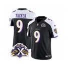 Men's Baltimore Ravens #9 Justin Tucker Black White 2023 F.U.S.E With Patch Throwback Vapor Limited Stitched Jersey