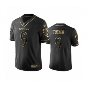 Men's Baltimore Ravens #9 Justin Tucker Limited Black Golden Edition Football Jersey