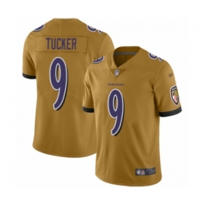 Men's Baltimore Ravens #9 Justin Tucker Limited Gold Inverted Legend Football Jersey