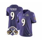 Men's Baltimore Ravens #9 Justin Tucker Purple 2023 F.U.S.E With Patch Throwback Vapor Limited Stitched Jersey