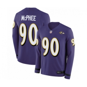 Men's Baltimore Ravens #90 Pernell McPhee Limited Purple Therma Long Sleeve Football Jersey