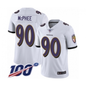 Men's Baltimore Ravens #90 Pernell McPhee White Vapor Untouchable Limited Player 100th Season Football Jersey